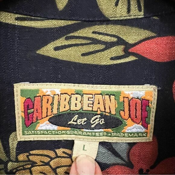Caribbean Joes tropical print button down Sz L - Picture 6 of 8